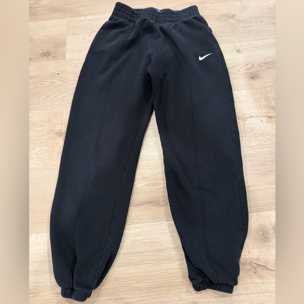 Nike Women's Black Sweatpants with White Swoosh